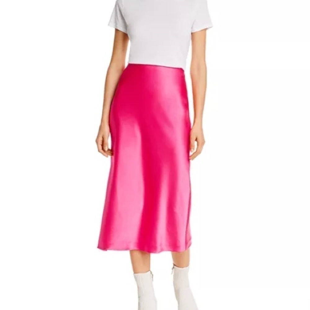Alice and Olivia Elegant Maeve Silk Slip Skirt in Pink
